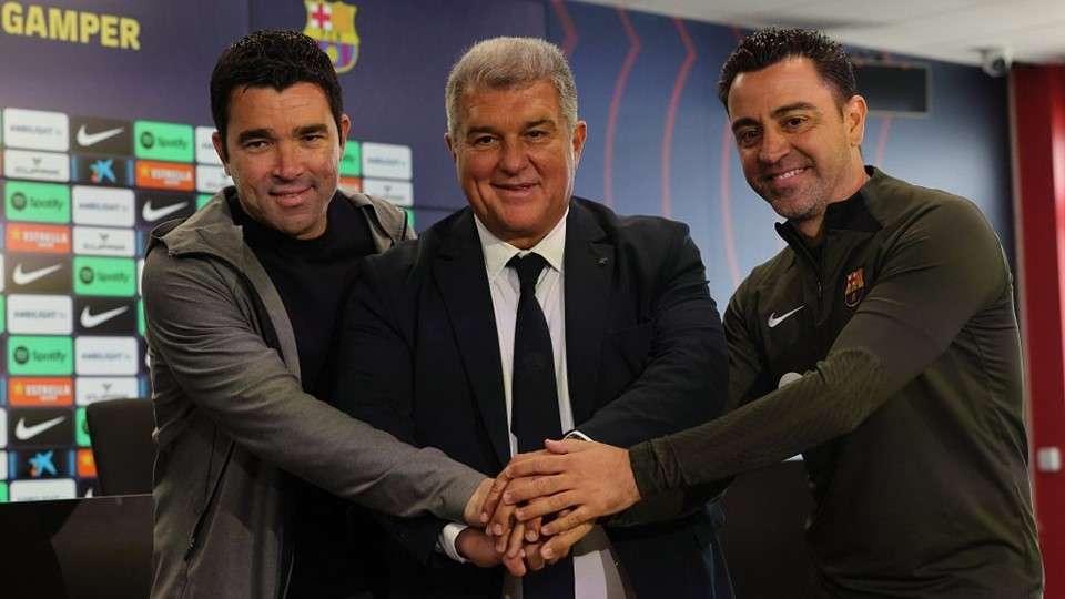 Deco Joan Laporta Xavi Hernendez Barcelona