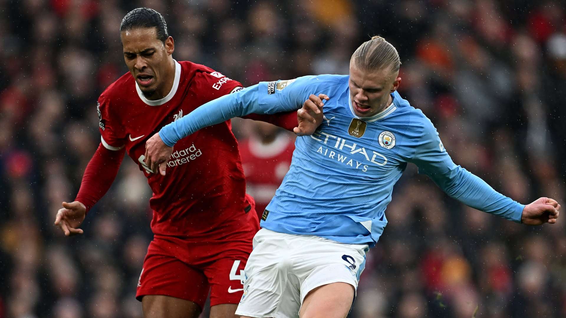 Virgil van Dijk Erling Haaland Liverpool Manchcester City 2023-24