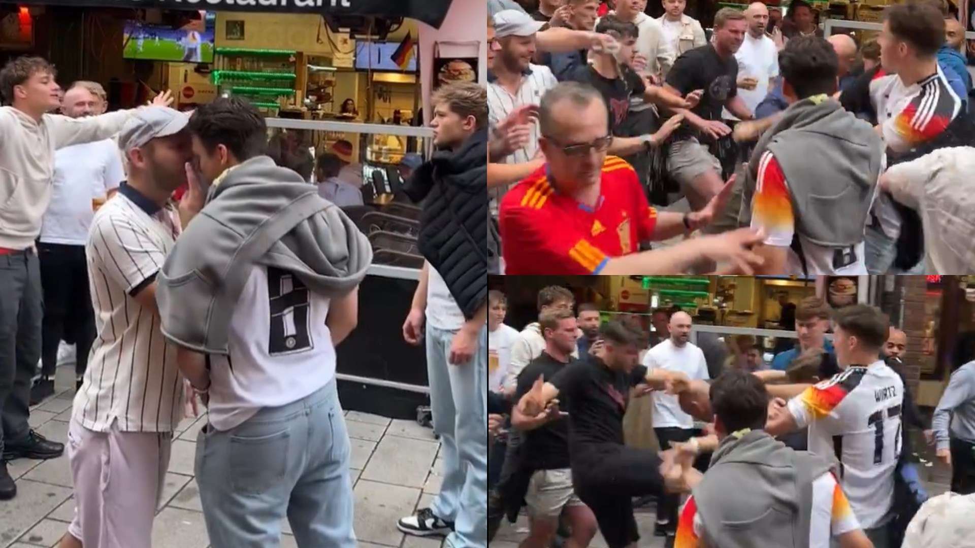 England Germany fans clash