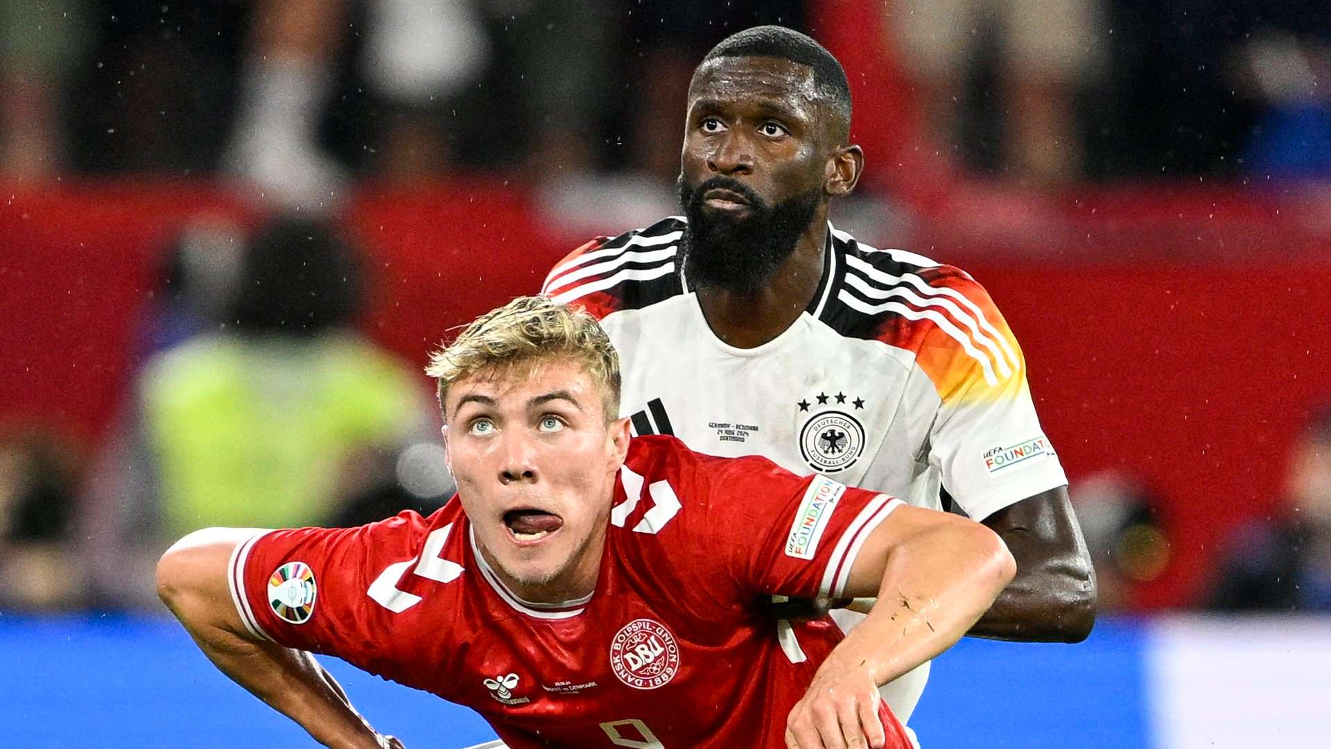 Rasmus Hojlund Antonio Rudiger Germany Denmark Euro 2024